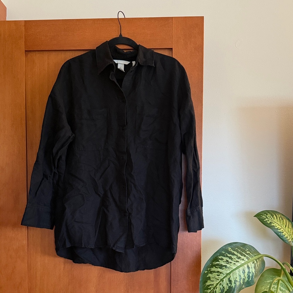 Oversized H&M Button Down Black Shirt